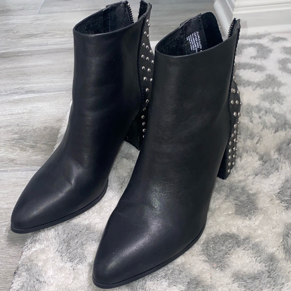 Steve Madden black leather studded booties
